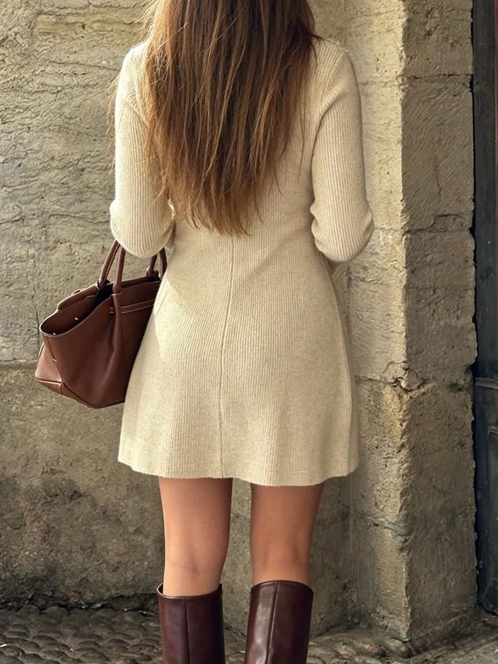 Ribbed Knit Button-Down Sweater Dress - Picture 5 of 6